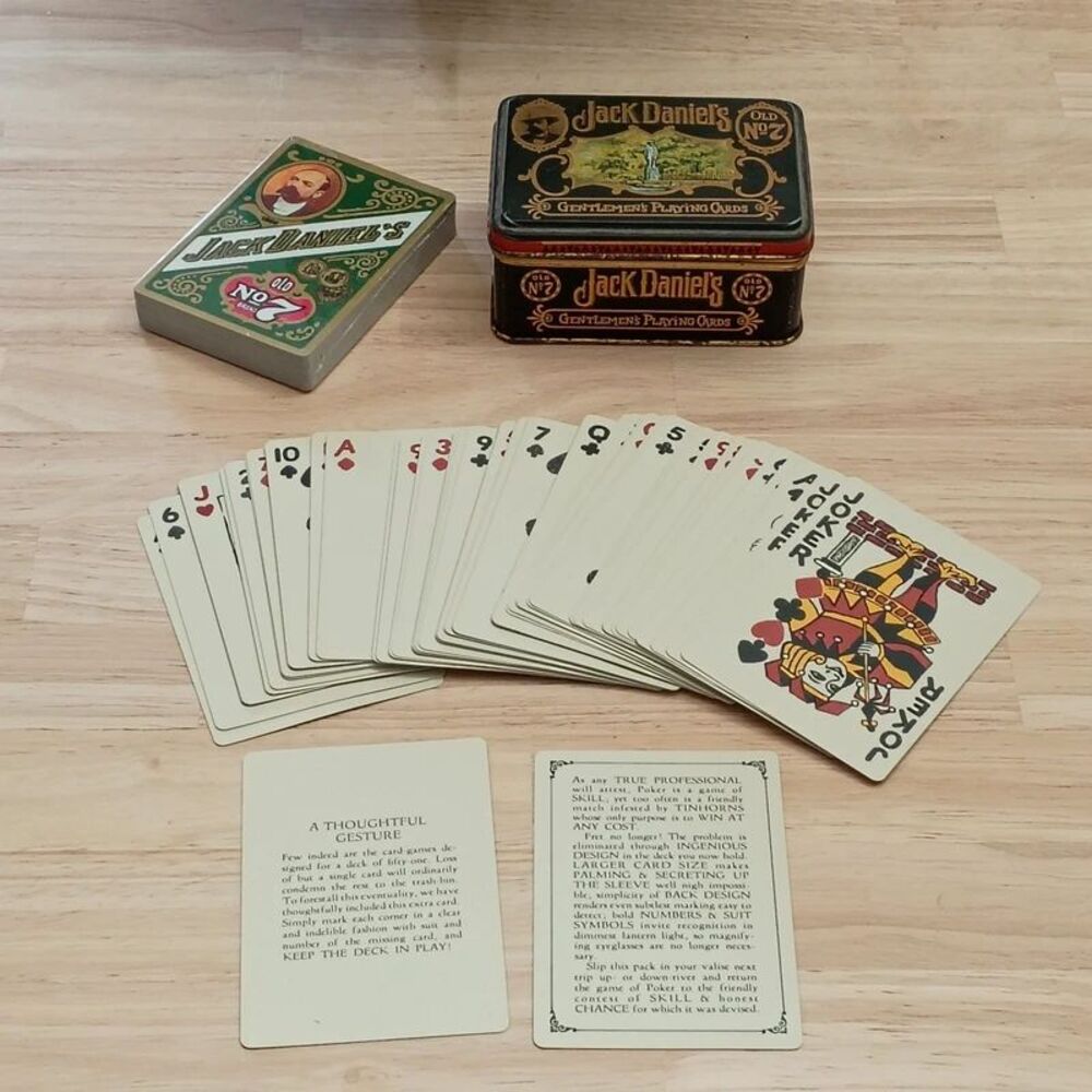 Vintage Jack Daniel's Gentlemen's Playing Cards 2 Decks in Metal Tin